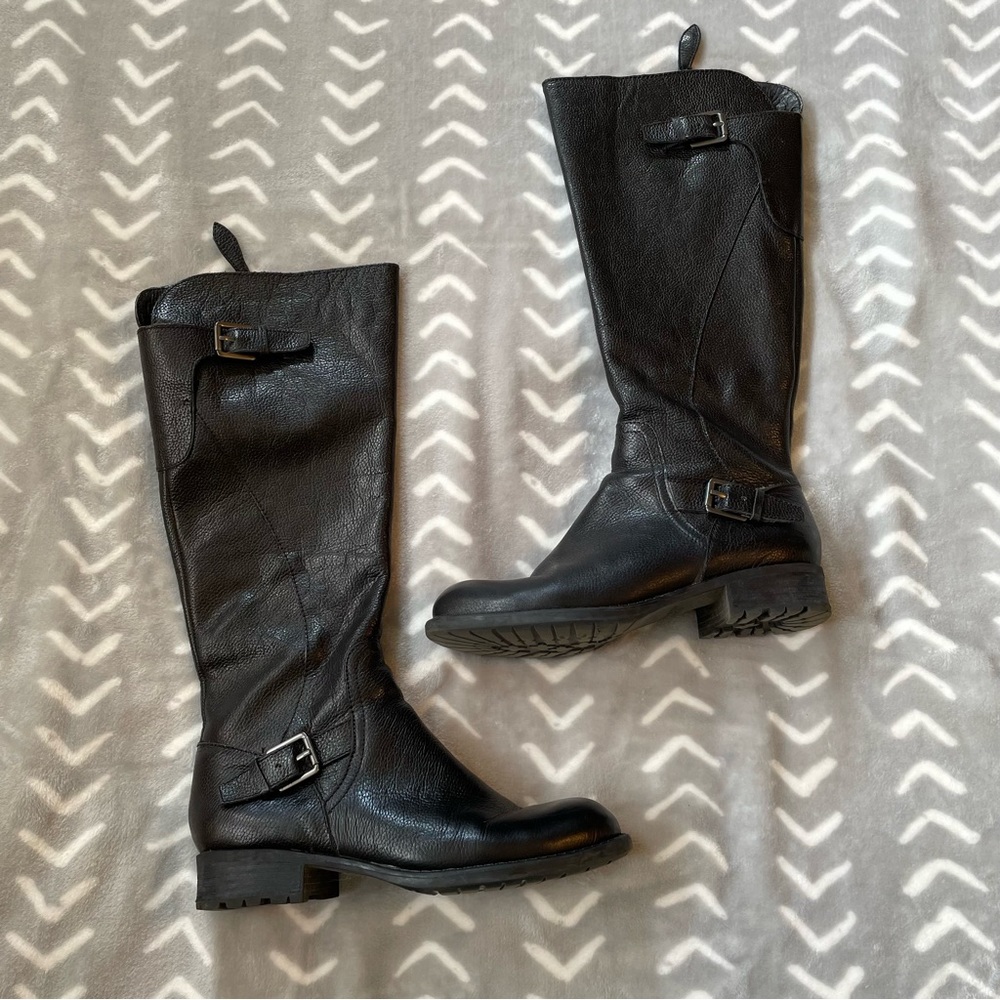 Franco Sarto Black Leather Tall Boots